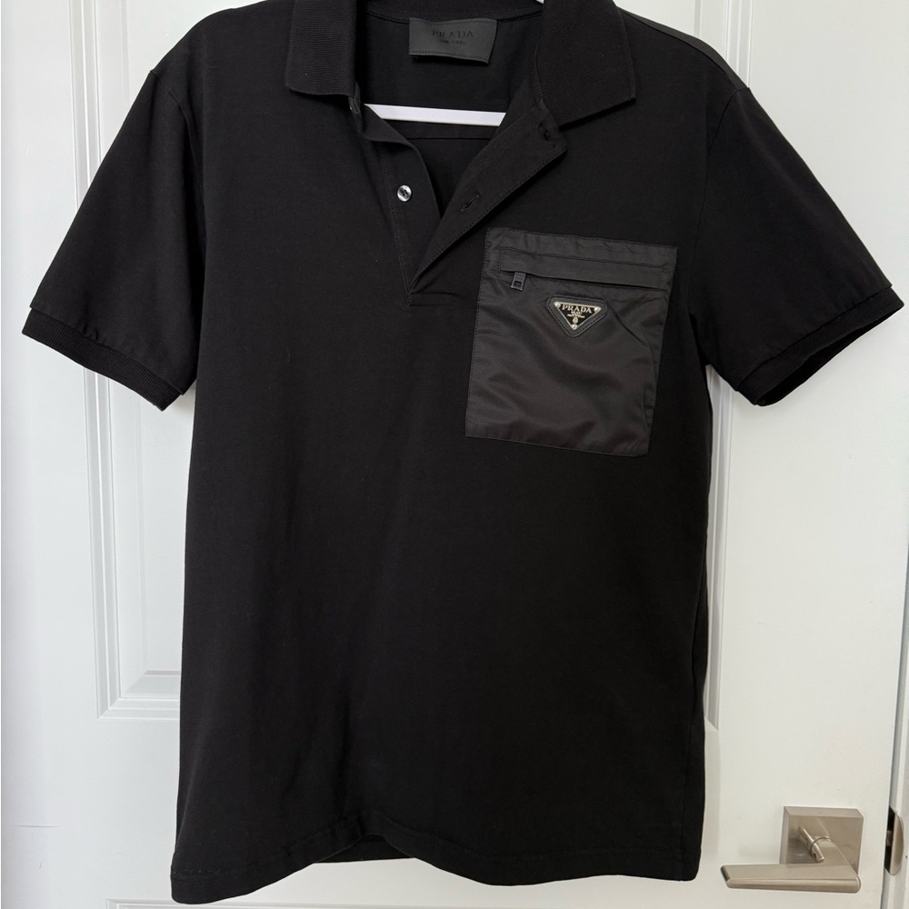 Prada Men's Polo Shirt Black - Like New